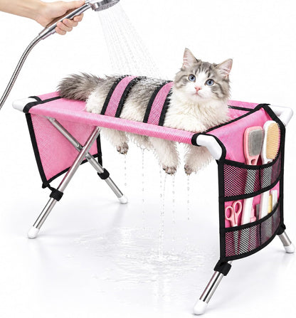 Foldable Dog & Cat Grooming Hammock with Stand
