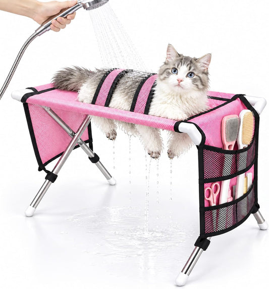 Foldable Dog & Cat Grooming Hammock with Stand