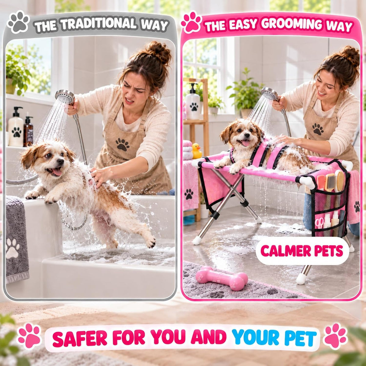 Foldable Dog & Cat Grooming Hammock with Stand