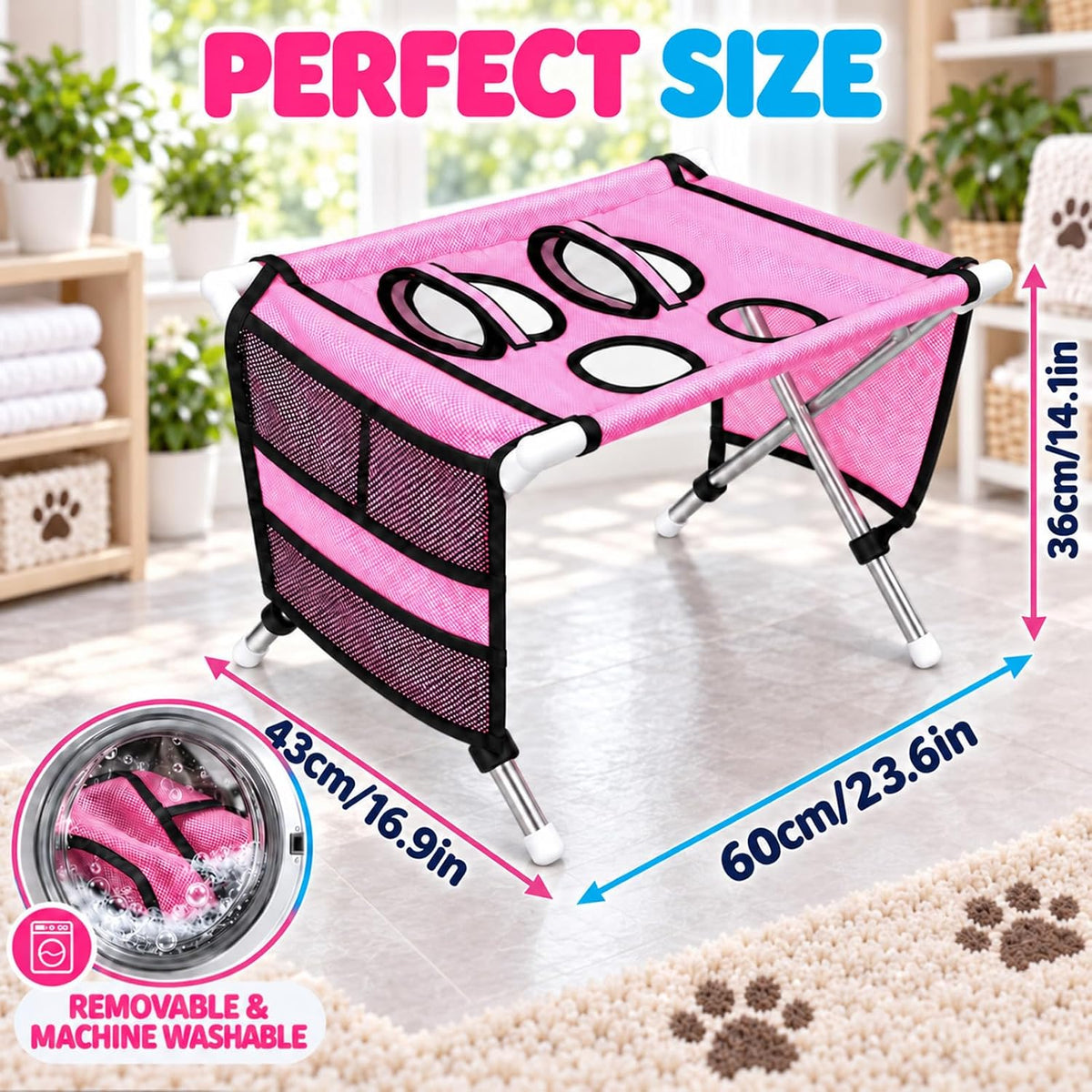 Foldable Dog & Cat Grooming Hammock with Stand