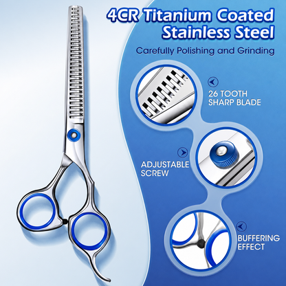Dog Grooming Scissors Set with Straight, Curved & Thinning Shears
